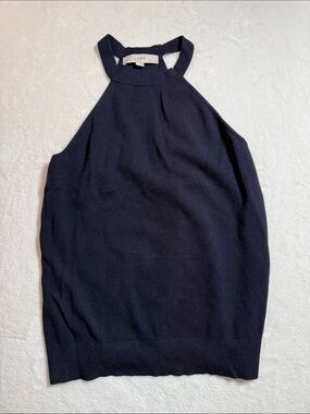 LOFT Navy Ribbed Halter Knit Tank